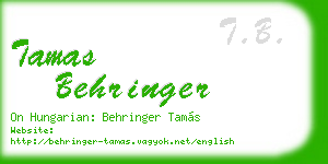 tamas behringer business card
